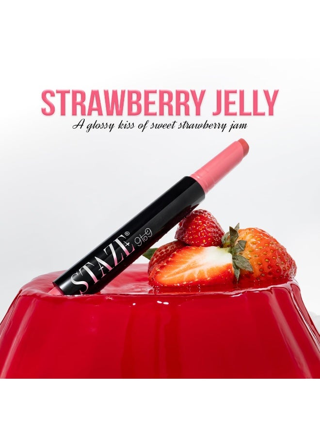 Staze 9to9 Y.U.M.M.Y Lip Gloss Balm | Intense High-Shine Gloss Finish | With SPF 15 | Lightweight | 04 Strawberry Jelly | 2g - Image 2